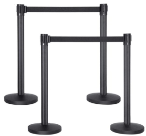 SŁUPEK ODGRADZAJĄCY Z TAŚMĄ ZWIJANĄ czarny