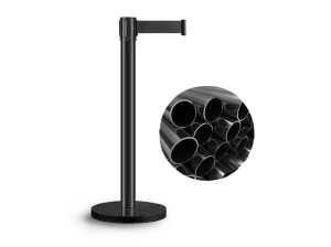 Słupek odgradzający czarny z czarną taśmą