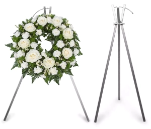 STOJAK NA KWIATY TRÓJNÓG 120cm SREBRNY 